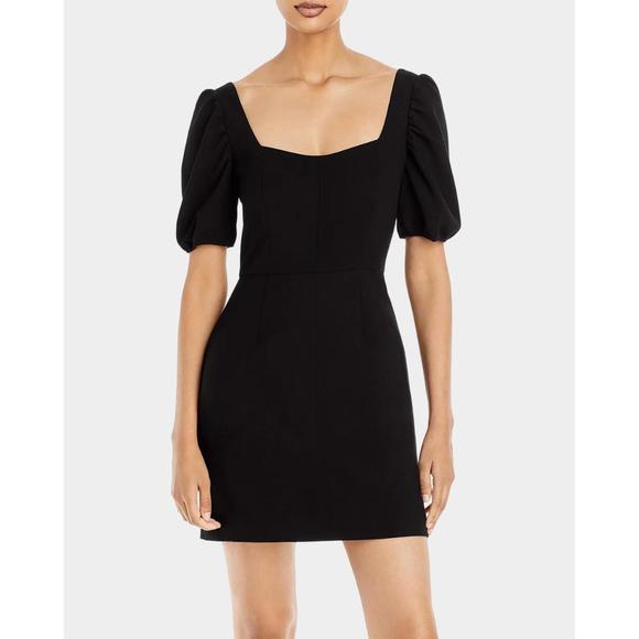 NEW FRENCH CONNECTION berina whisper puff sleeve dress in black - Picture 1 of 3